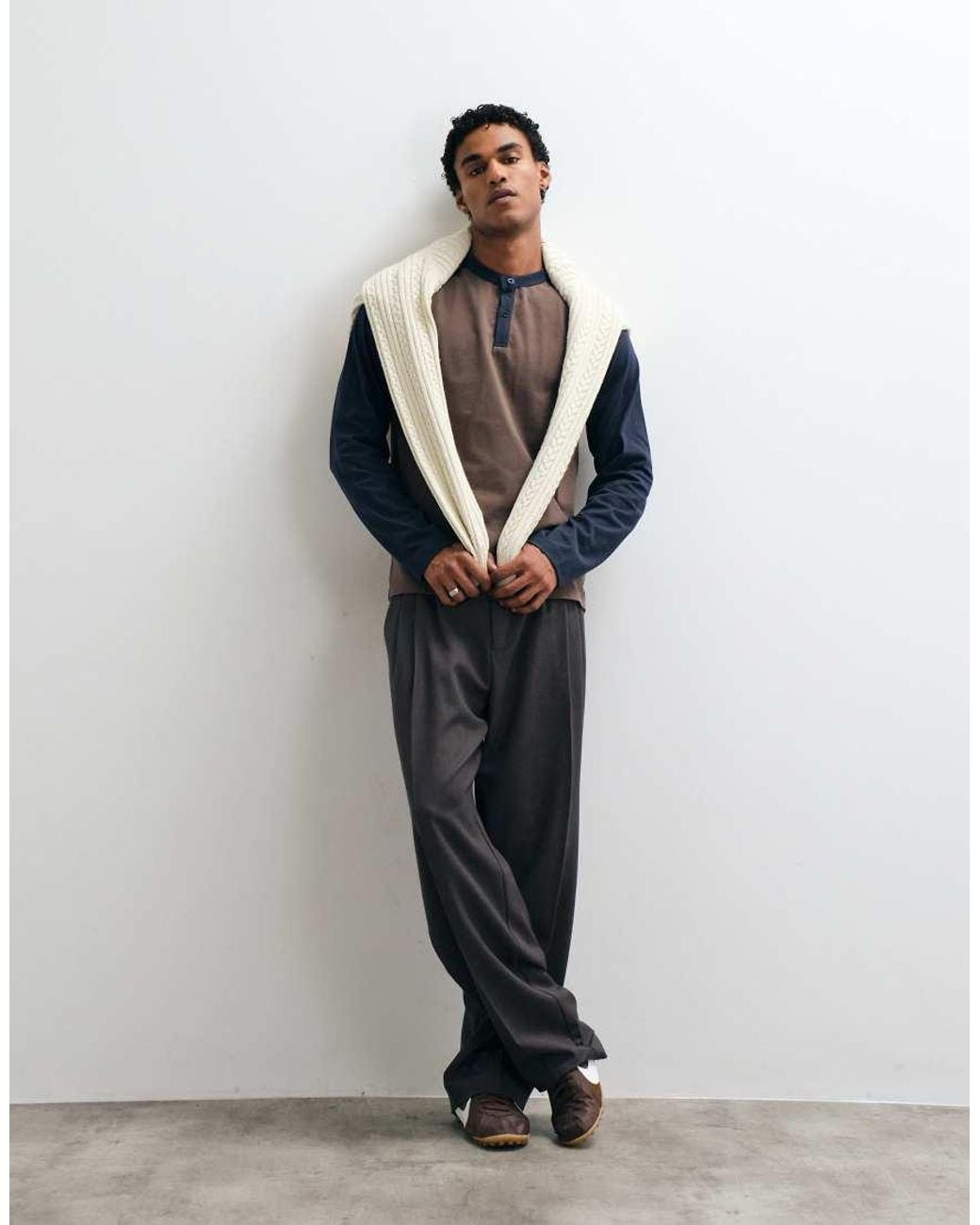 ASOS Blue Relaxed Long Sleeve Raglan T-Shirt for men