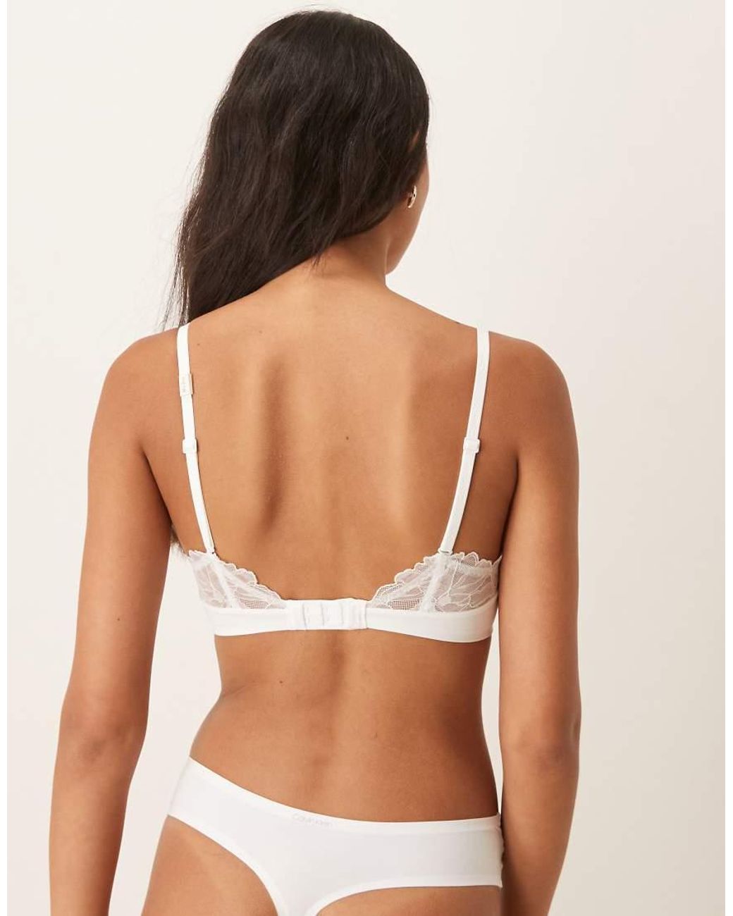 Calvin Klein White Perfectly Fit Lace Lightly Lined Perfect Coverage Bra