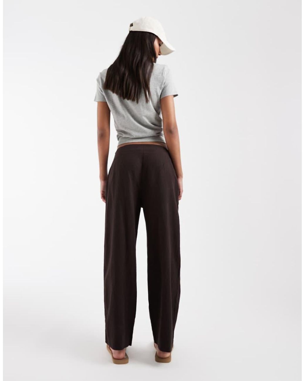 Gap White Co-Ord Straight Cropped Linen Mix Trouser