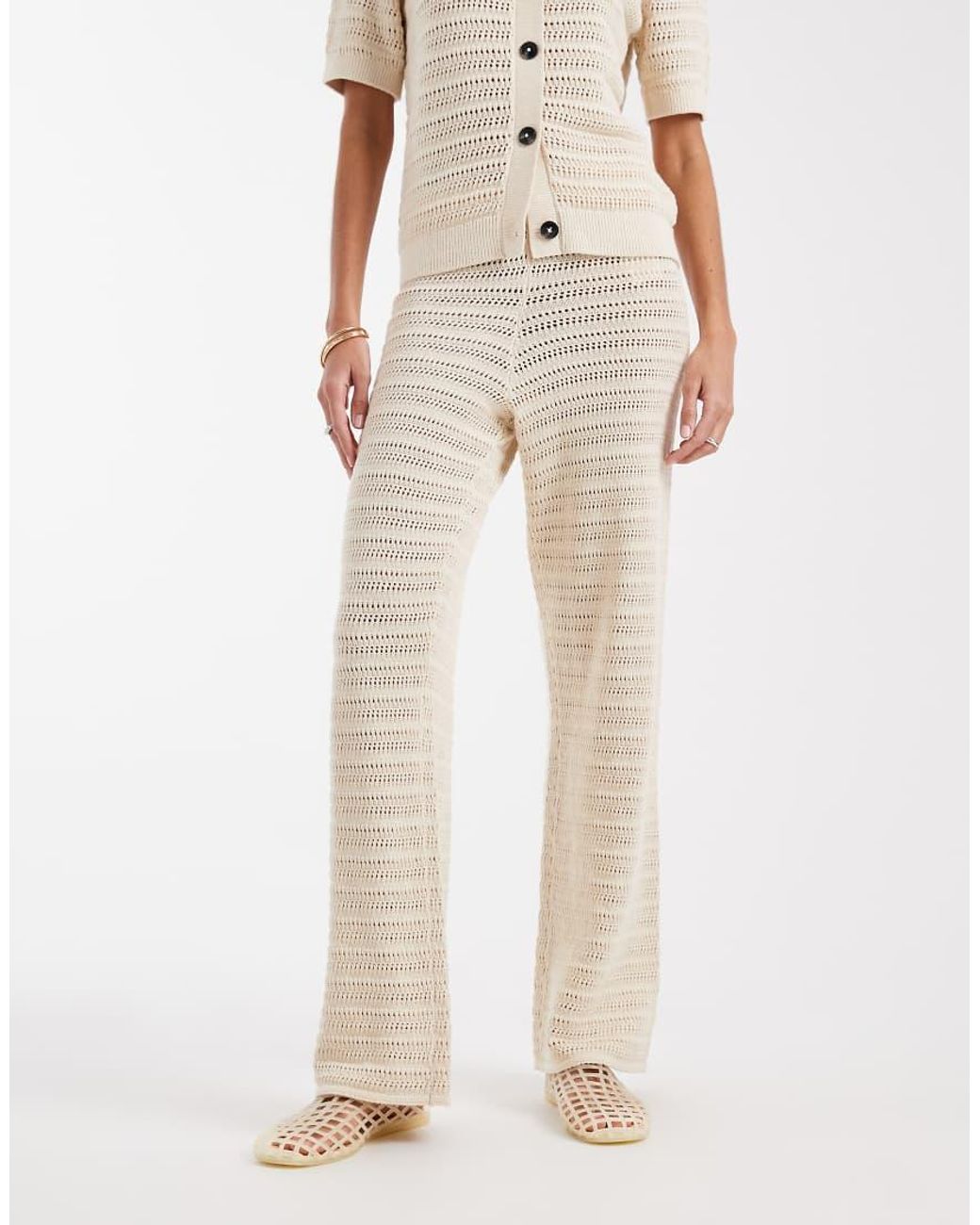 Vero Moda Natural Knitted Wide Leg Trouser Co-Ord