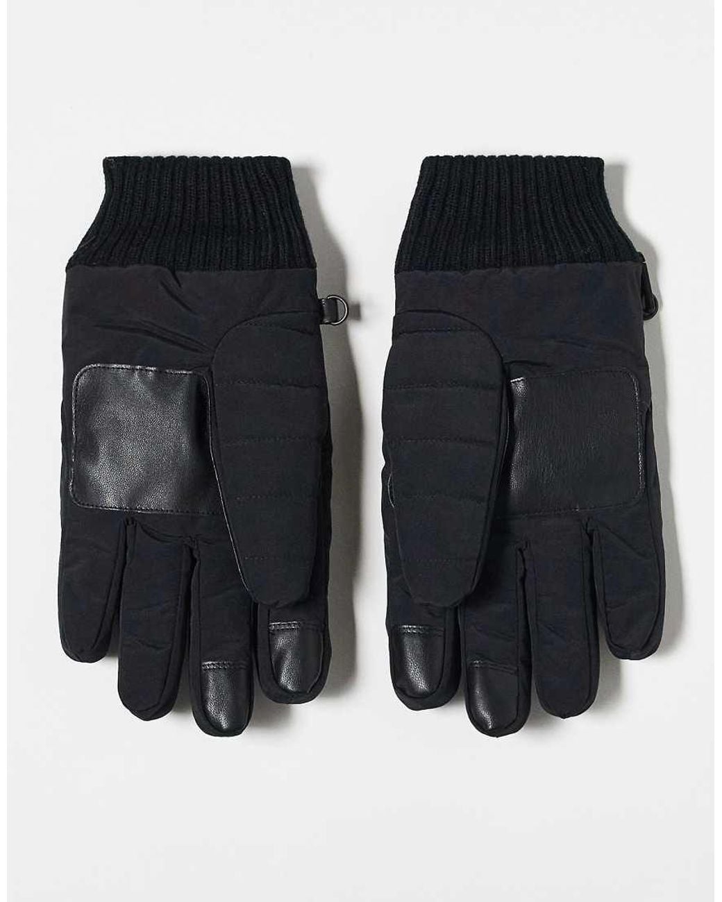 Barbour Black Banff Quilted Gloves for men
