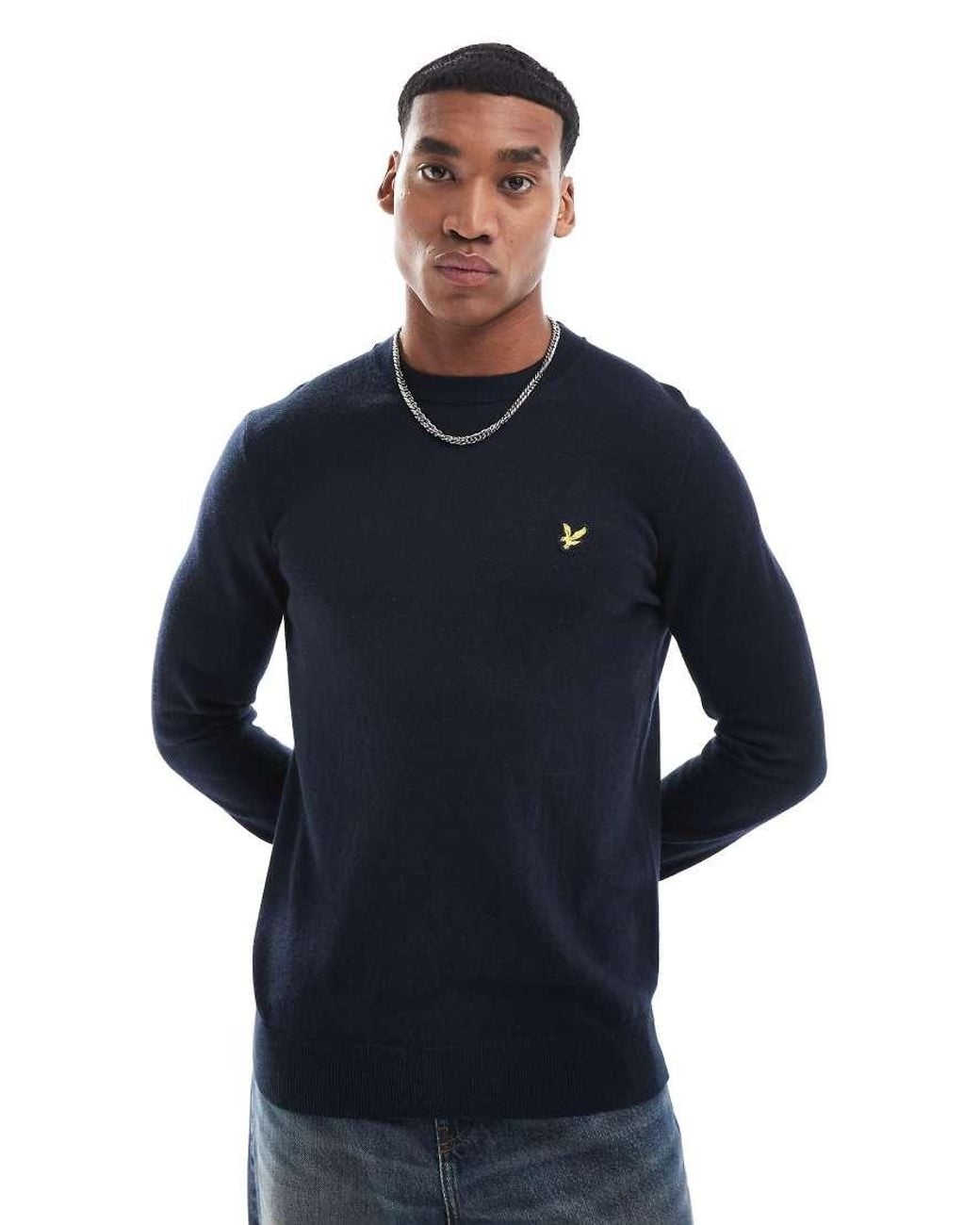 Lyle & Scott Blue Merino Jumper for men