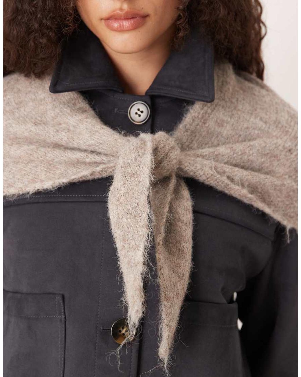 Gina Tricot Gray Triangle Knitted Scarf