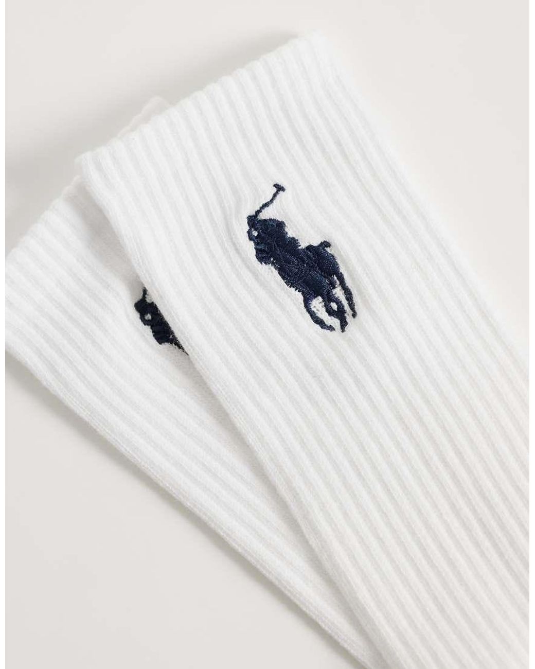 Polo Ralph Lauren White Large Icon Logo 3 Pack Crew Socks for men