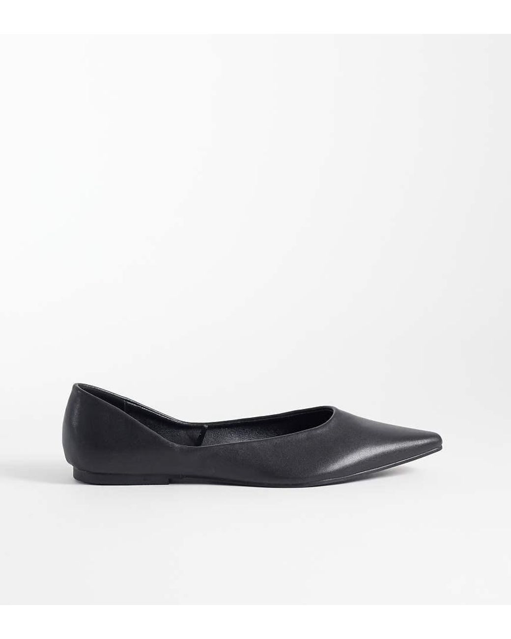 SEQWL Wide Fit White Scar Pointed Ballet Flats