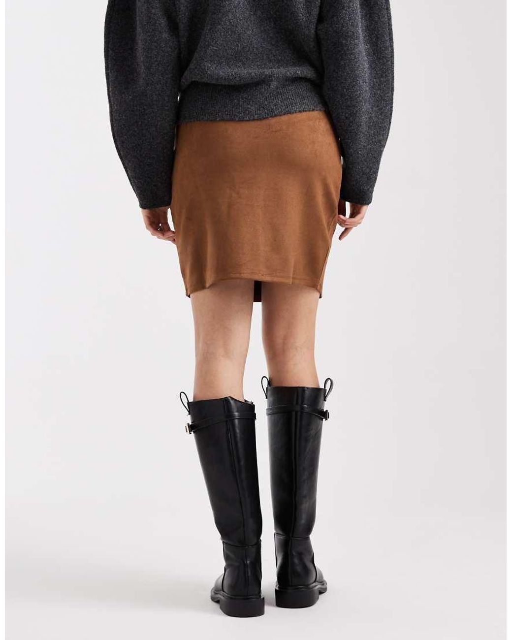 Vero Moda Black Stretch Faux Suede Mini Skirt