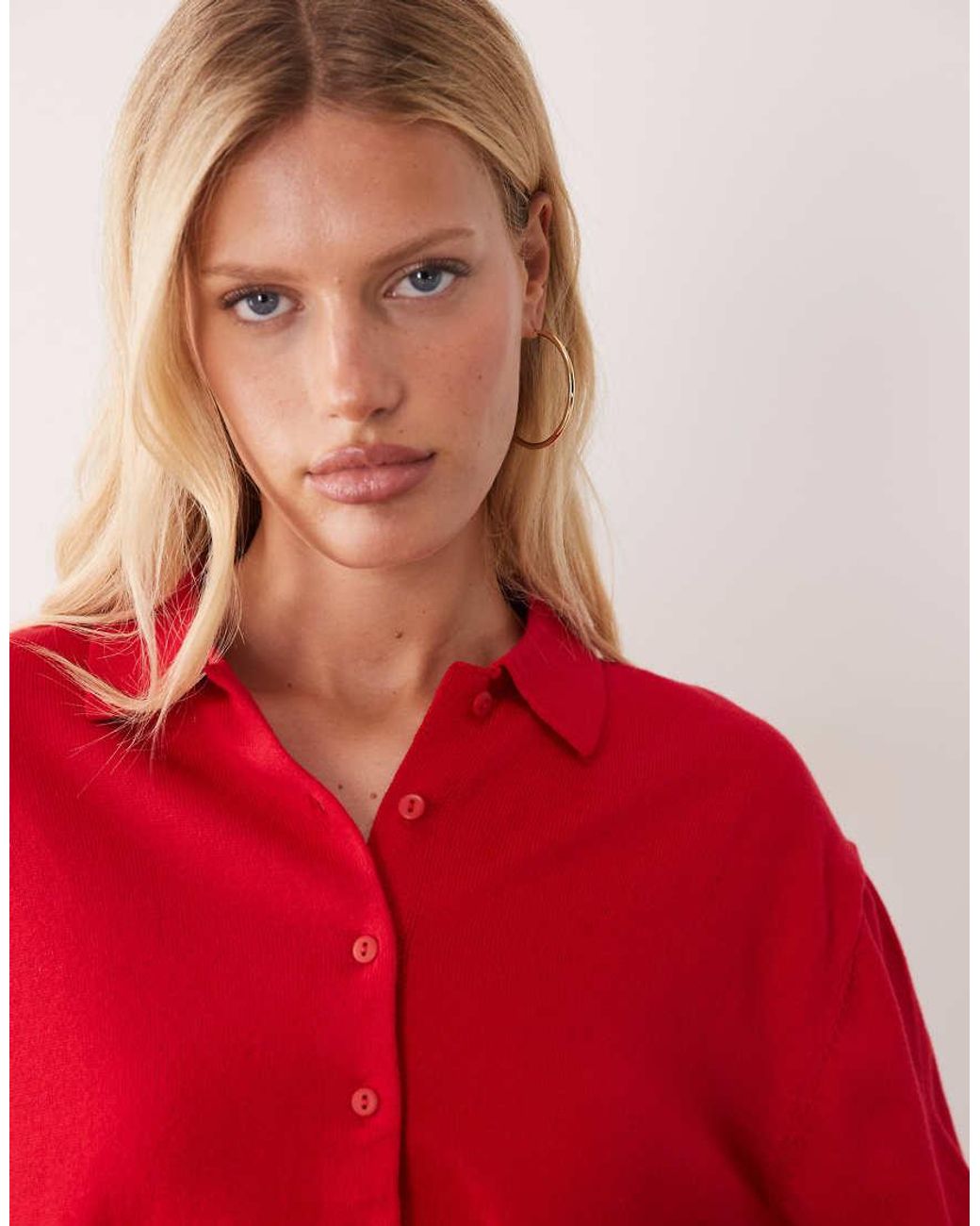 Mango Red Teen Long Sleeve Knitted Polo Cardigan