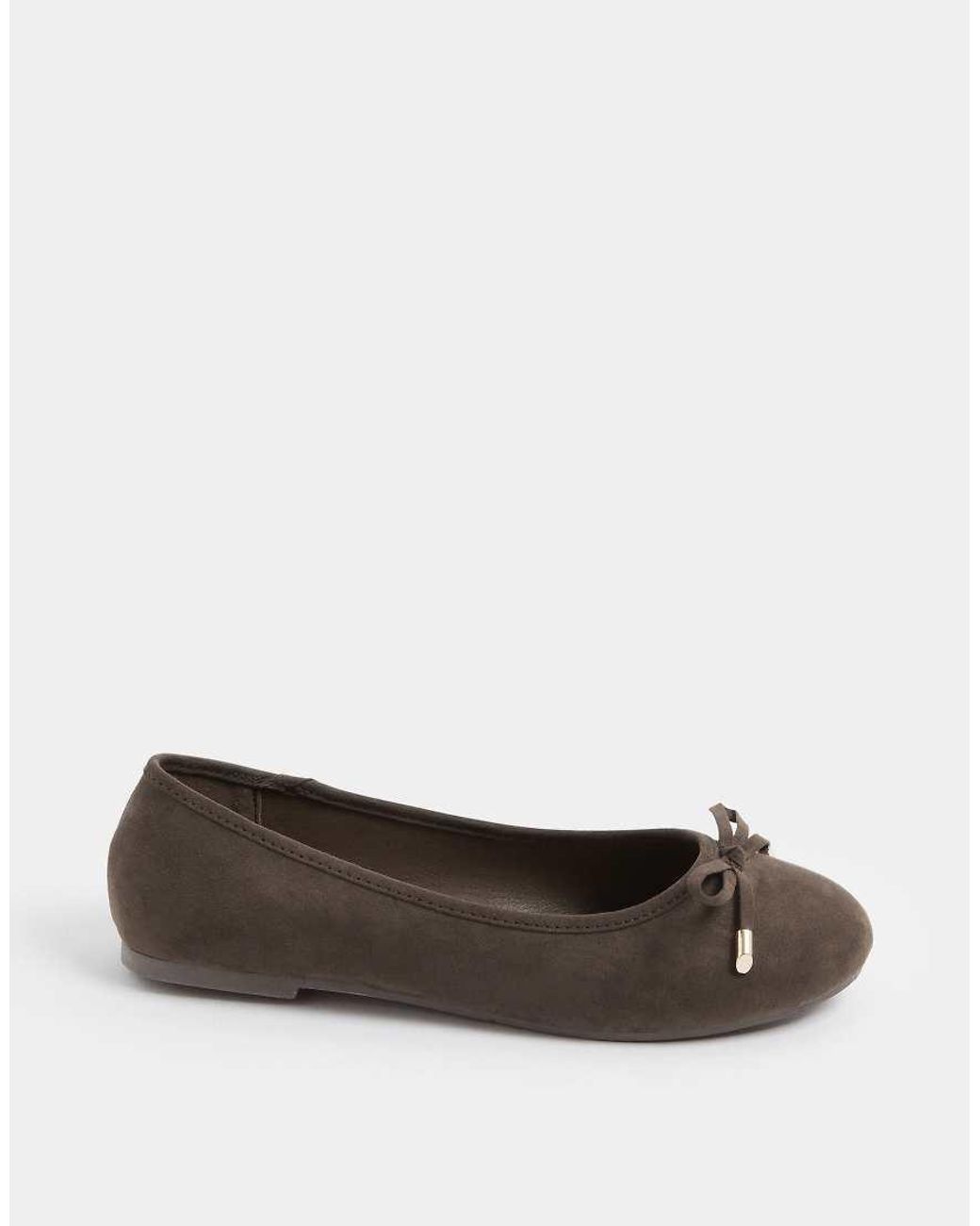 Yours Clothing Brown Faux Suede Ballerina Pumps