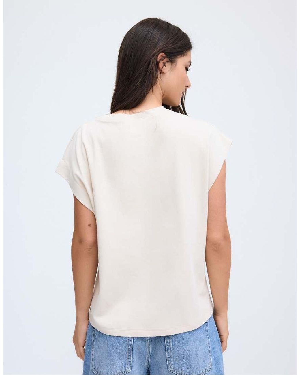 Stradivarius Blue B06 Basic Dropped-shoulder T-shirt
