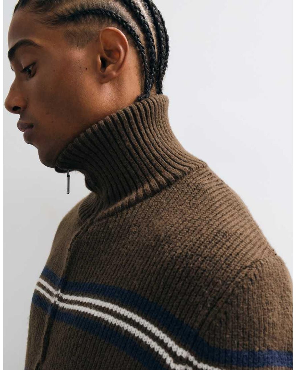 ASOS Blue Oversized Knitted Funnel Neck for men