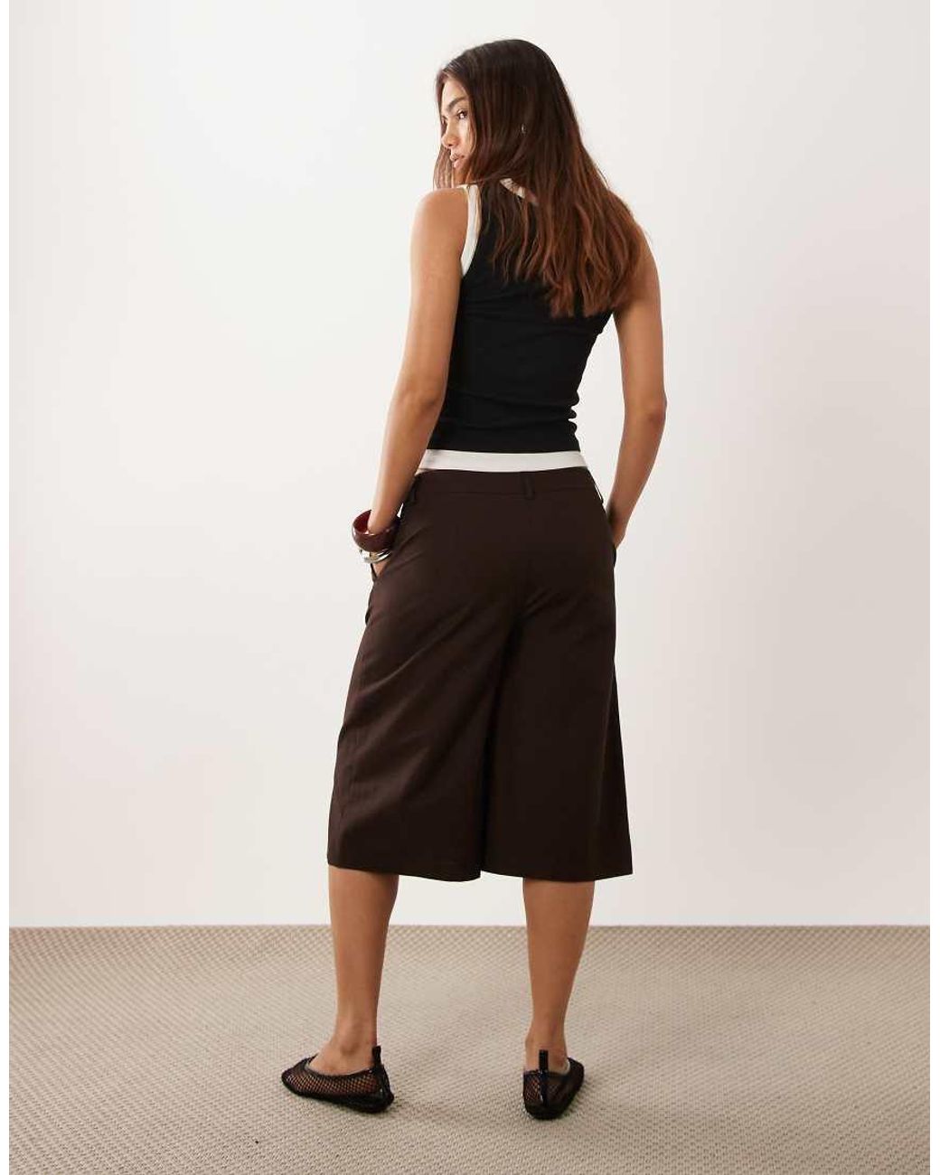ASOS Black Wide Leg Clean Bermuda Short