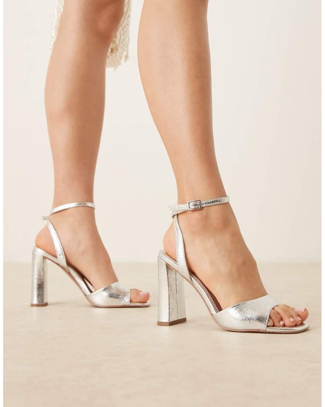 ASOS White Noah Barely There Block Heeled Sandals