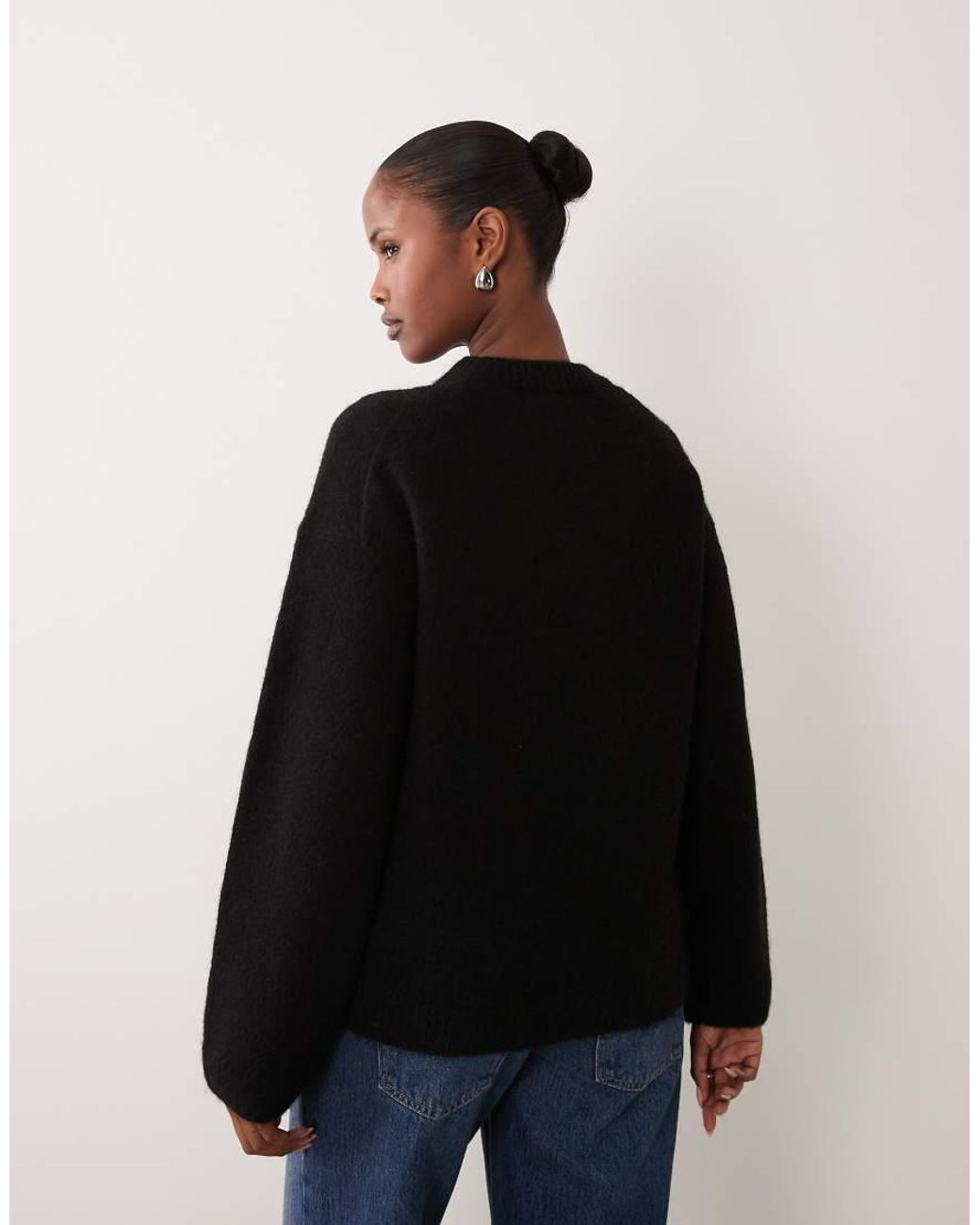 Gina Tricot Black Crew Neck Knitted Wool Alpaca Jumper