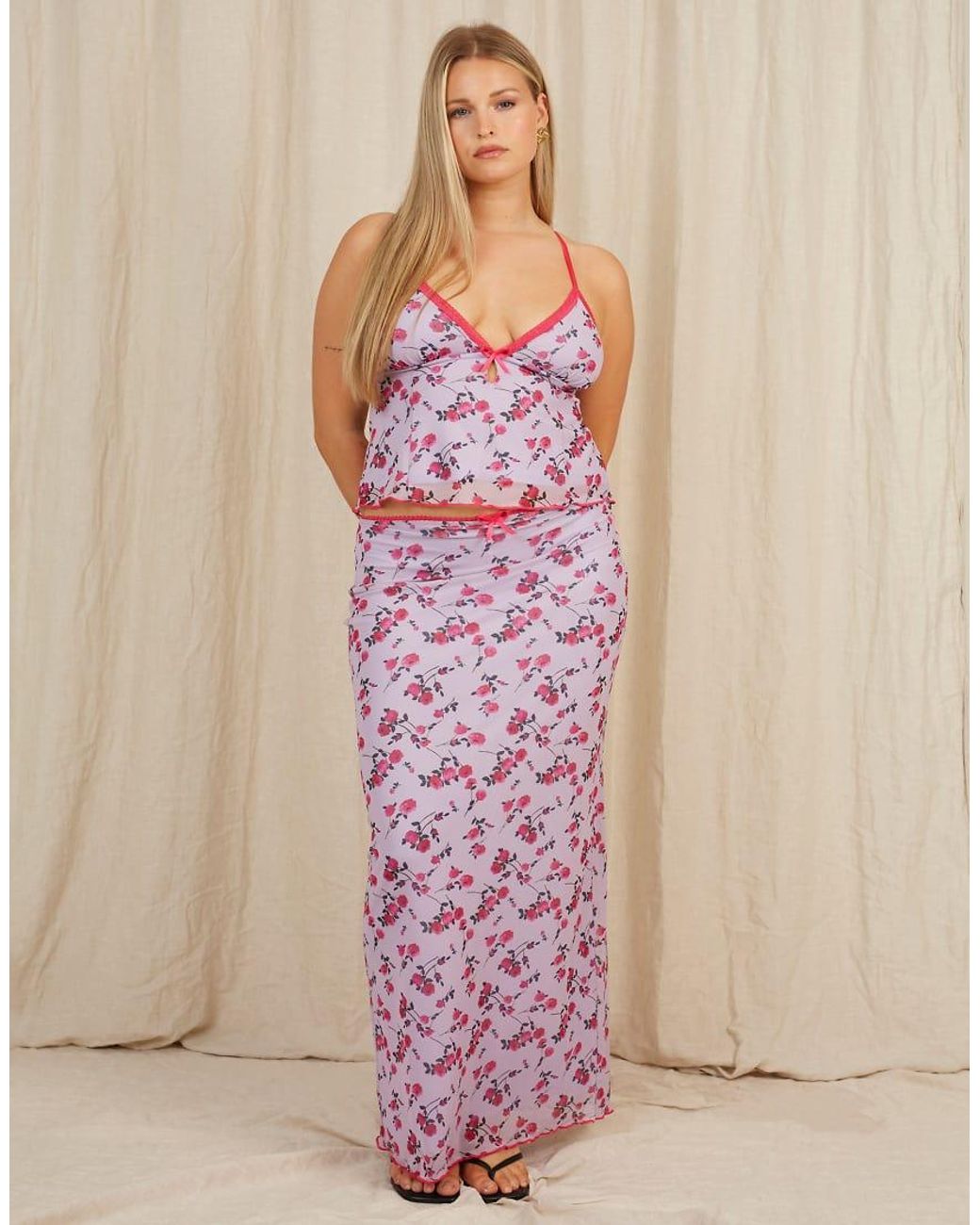 Going Somewhere Purple Mesh Camisole Top With Lace Trim