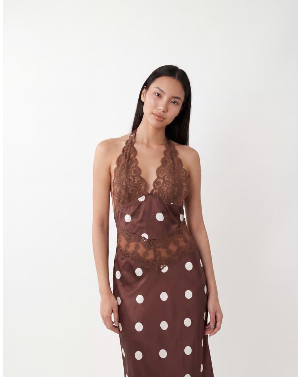 Lioness Multicolor Solana Sheer Panel Halterneck Satin Mini Dress