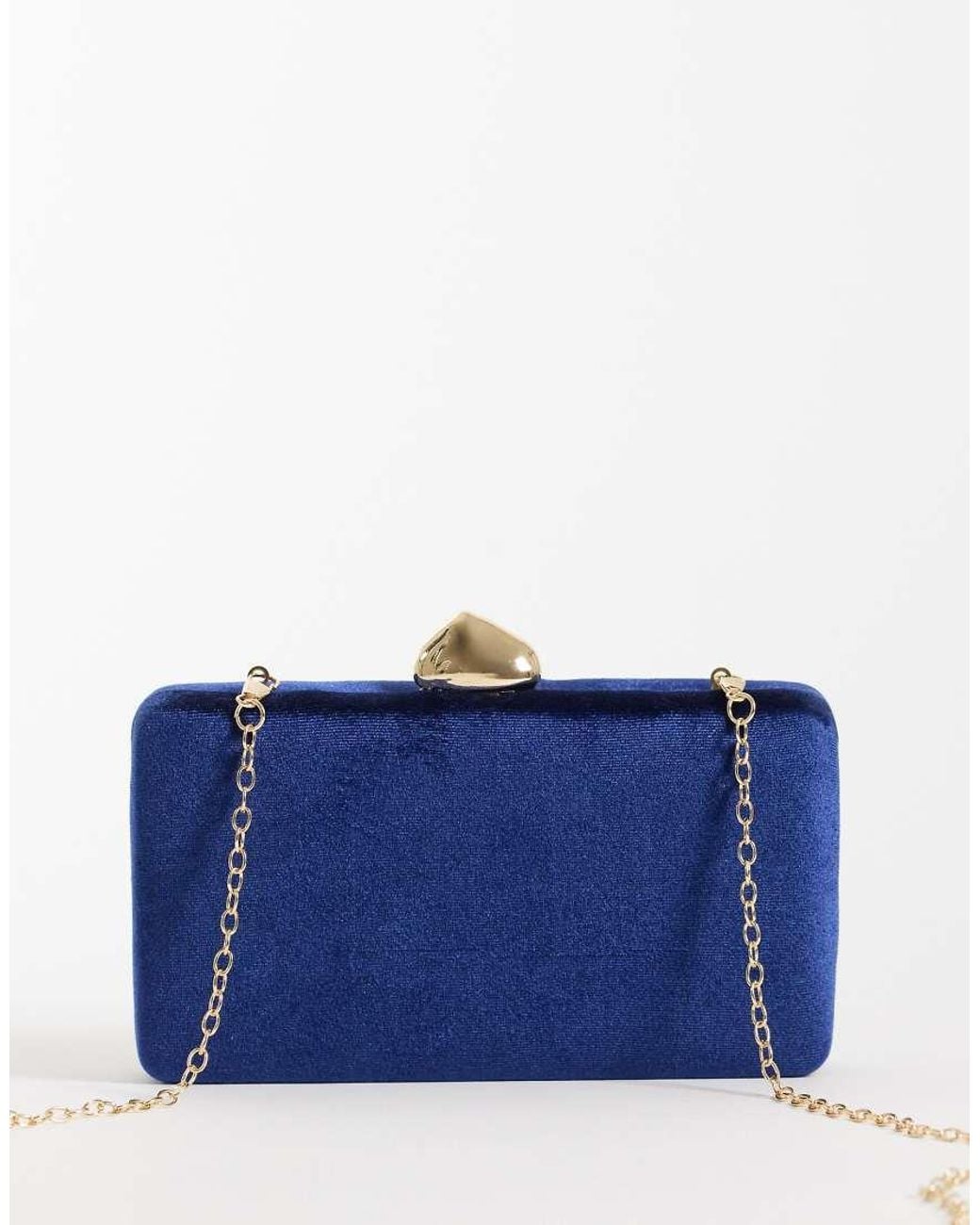 True Decadence Blue Velvet Twist Clutch Bag