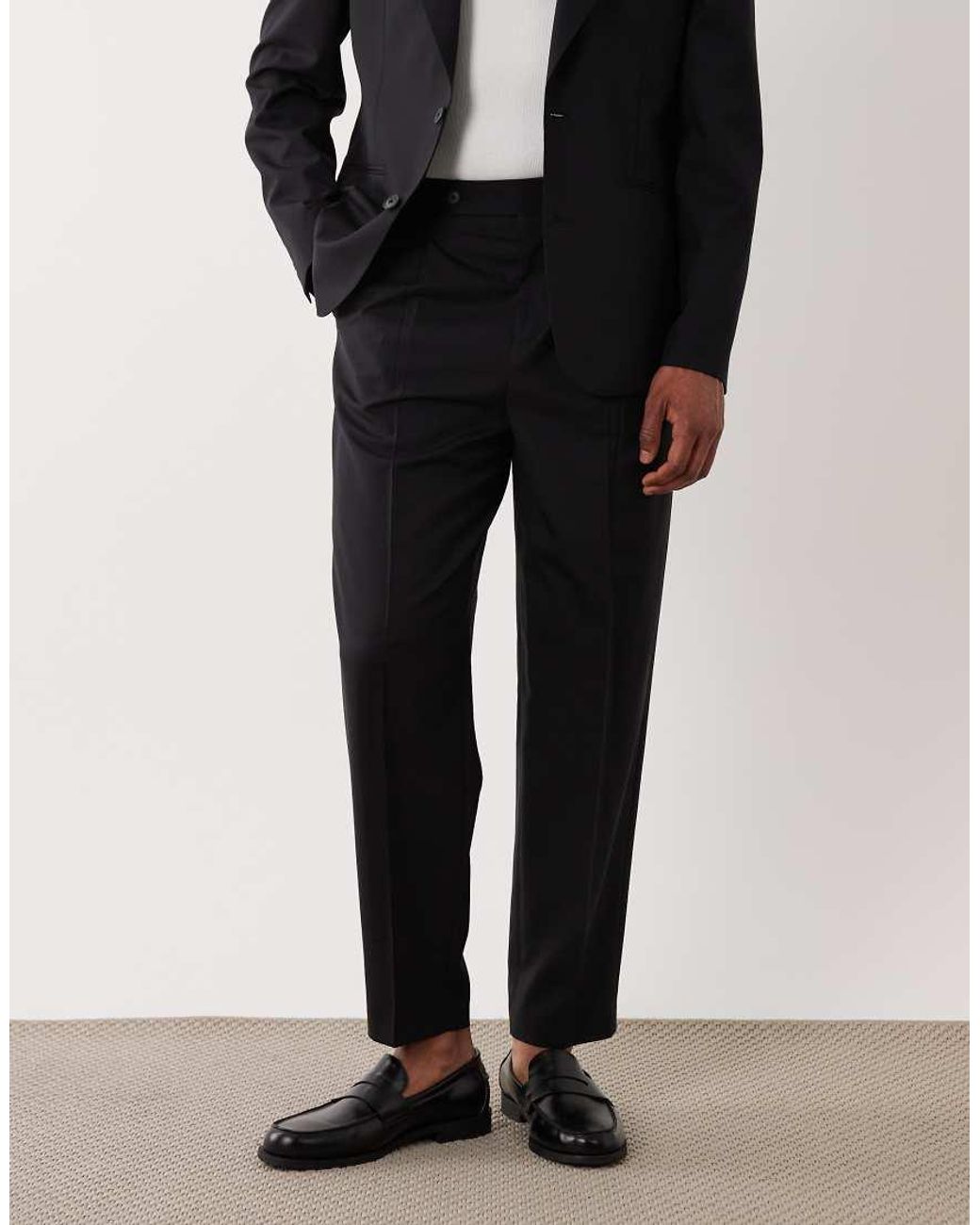 ASOS Black Premium Relaxed Tapered Suit Pants for men