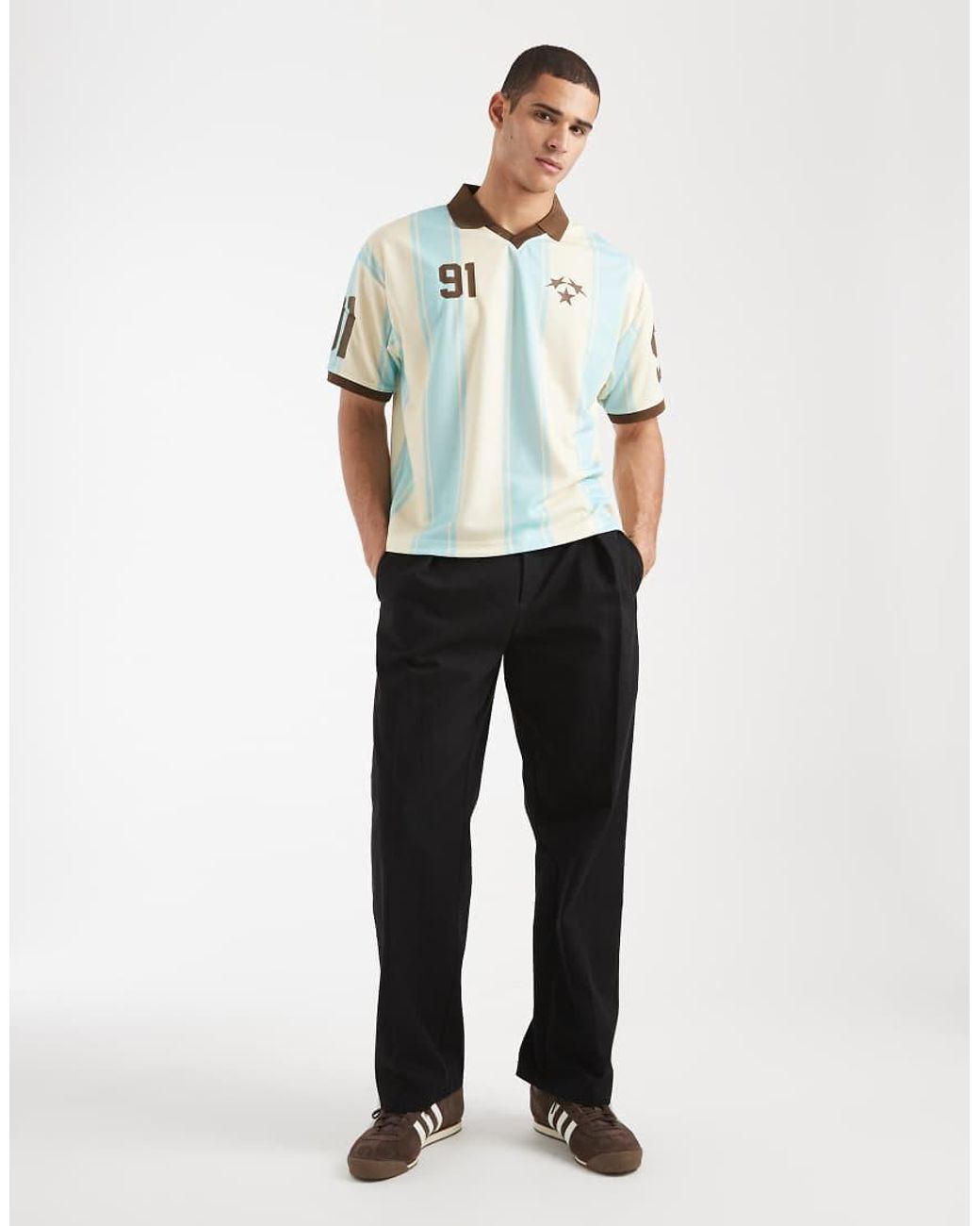 Cotton On White Boxy Oversized Sporty Graphic Polo for men