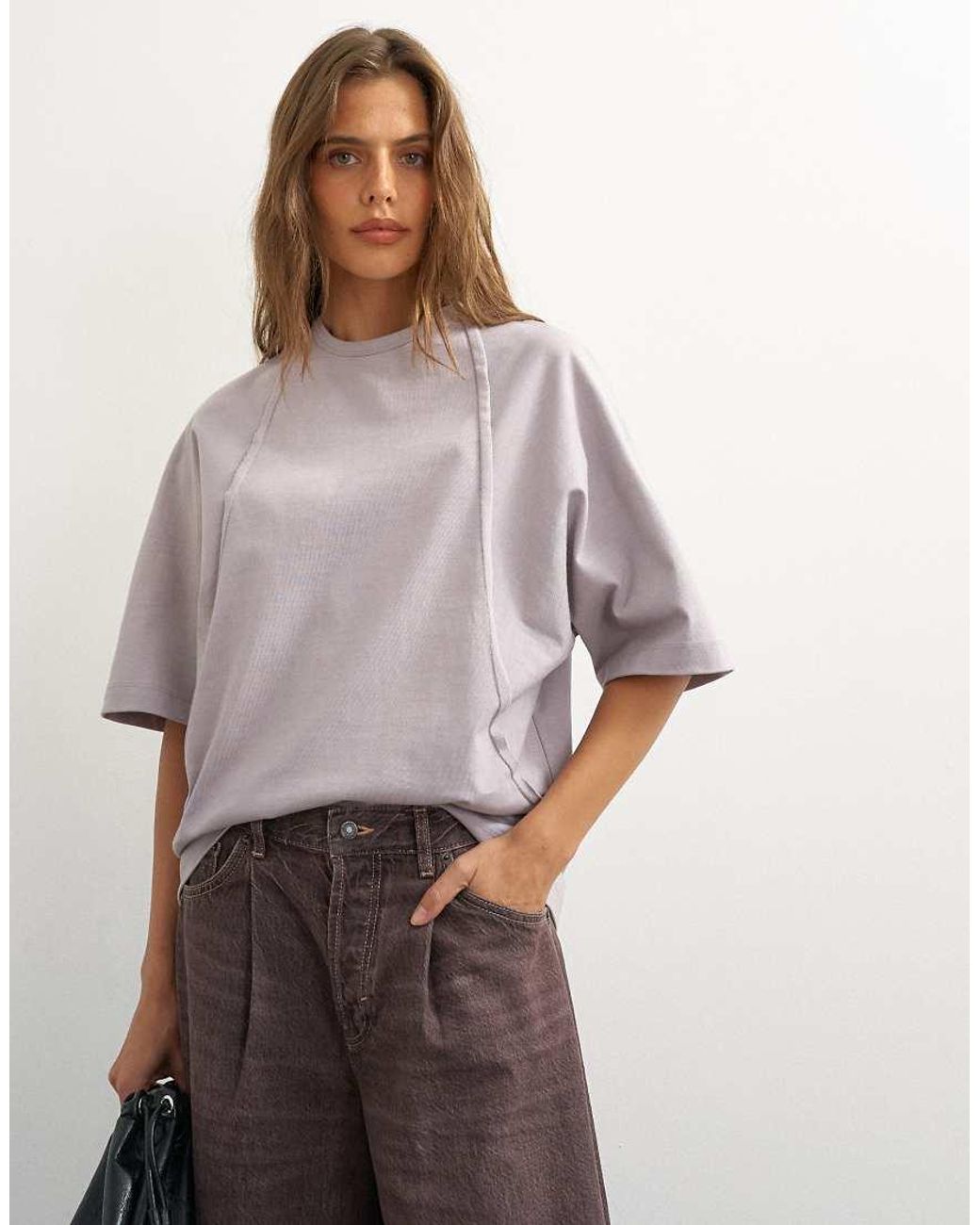 TOPSHOP Gray X Cara Open Back Tee