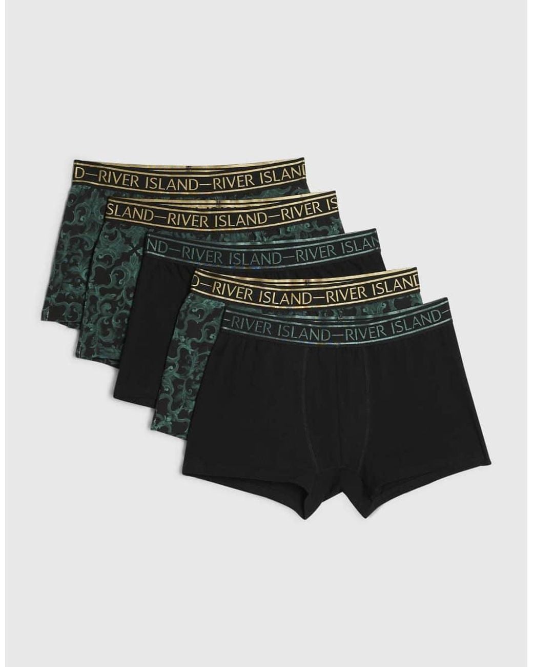 River Island Black Baroque Print Pack Of 5 Trunks for men