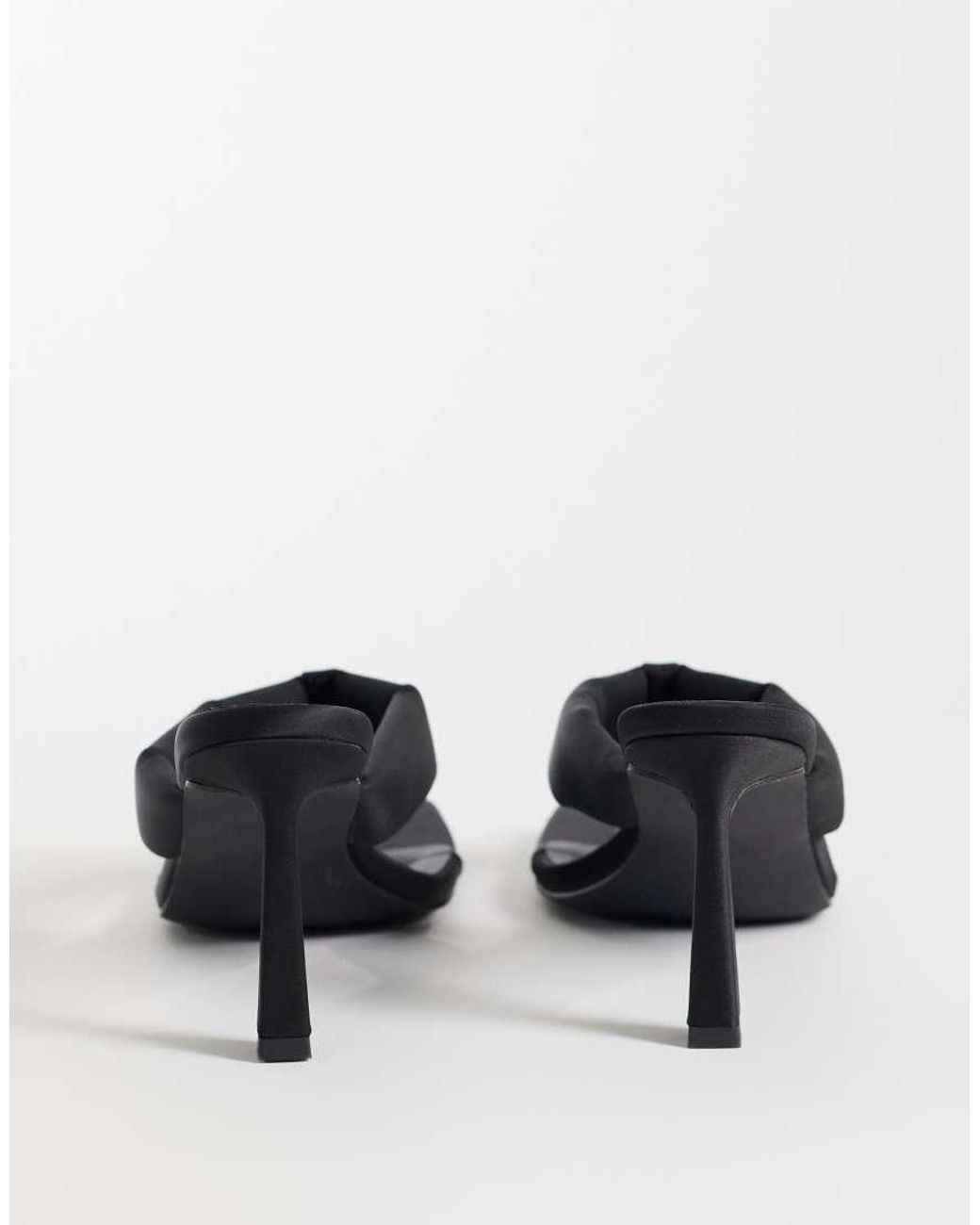 London Rebel Black Seren Satin Thong Heeled Sandals