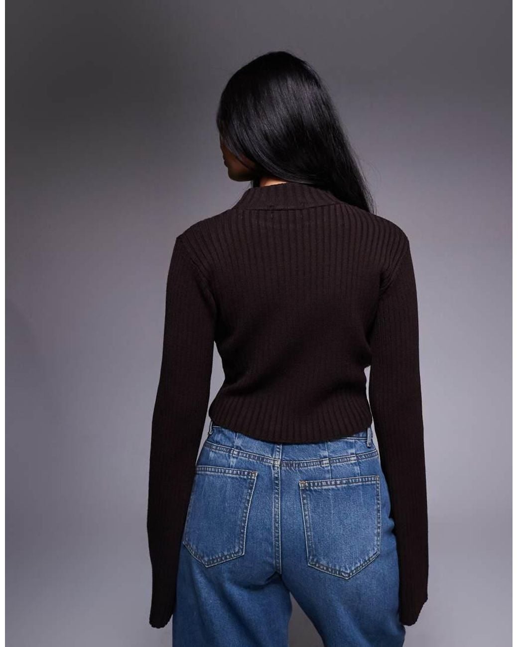 Kaiia Black Exclusive High Neck Flare Sleeve Jumper