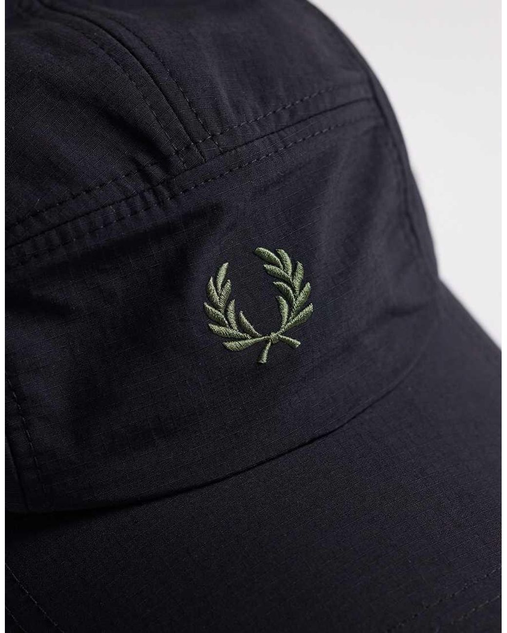 Fred Perry Blue Ripstop 5 Panel Logo Cap for men