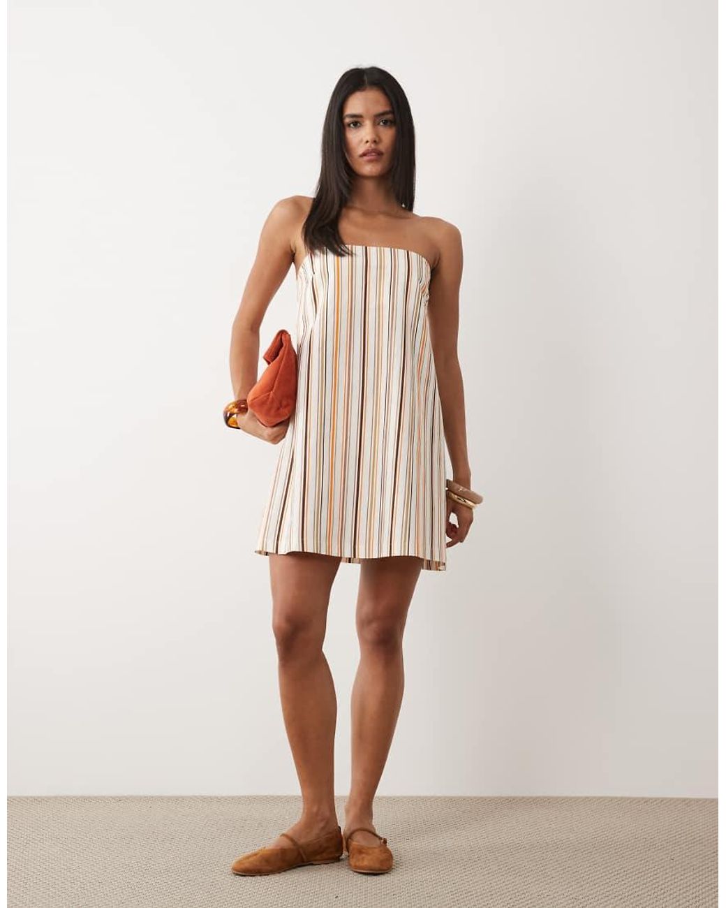 ASOS Natural Linen Blend Strapless Mini Dress
