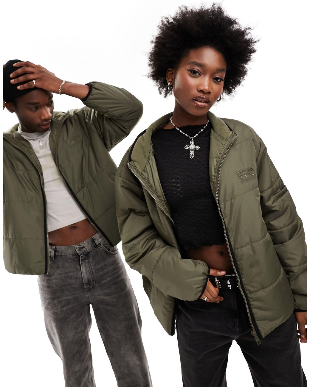 Reclaimed vintage Unisex Oversized Puffer Bomber Jacket in Green