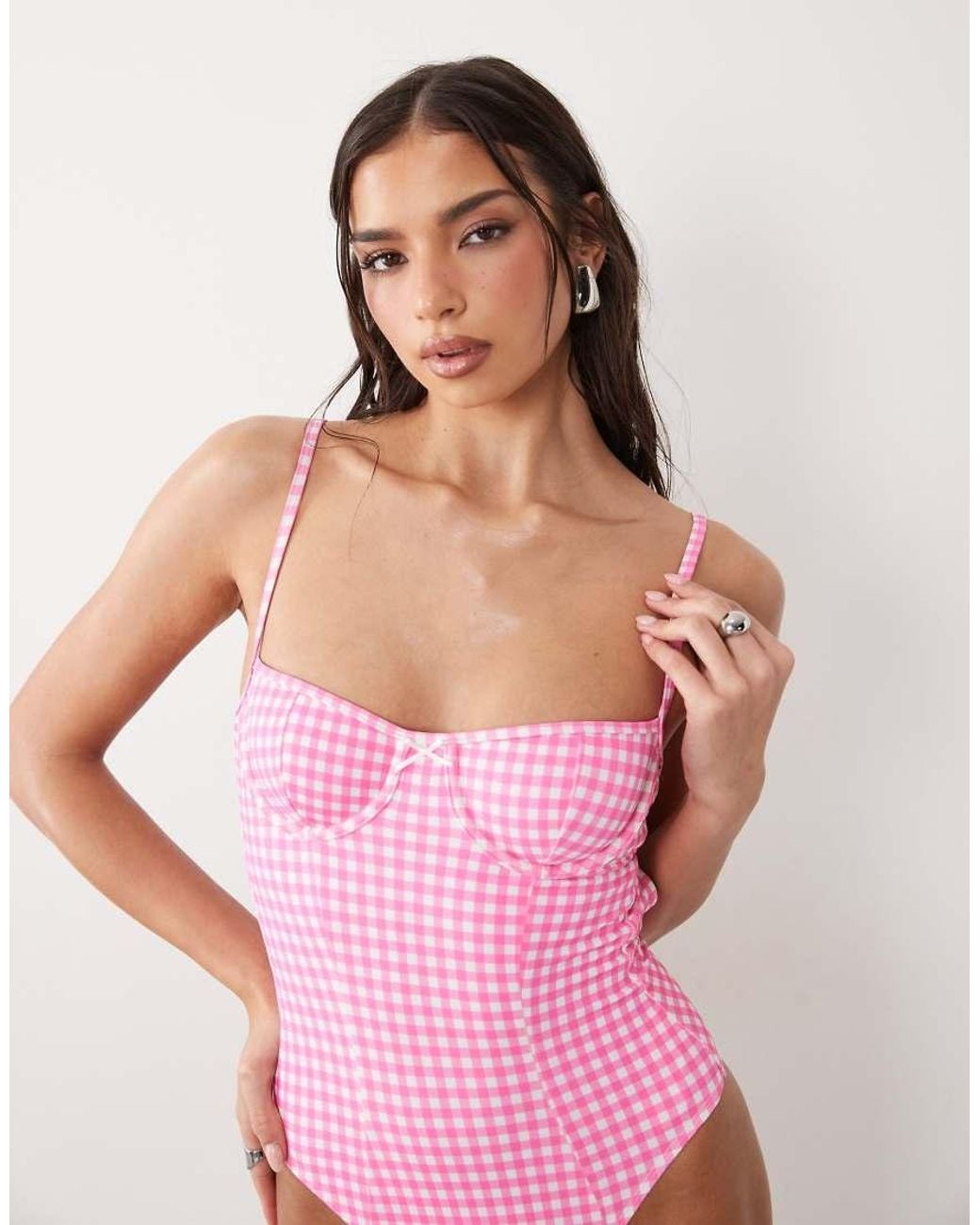 Free Society Pink Gingham Underwire Swimsuit