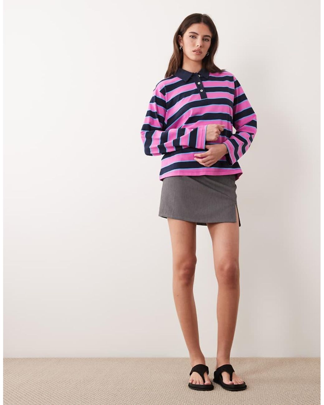 Vila Purple Oversized Rugby Polo