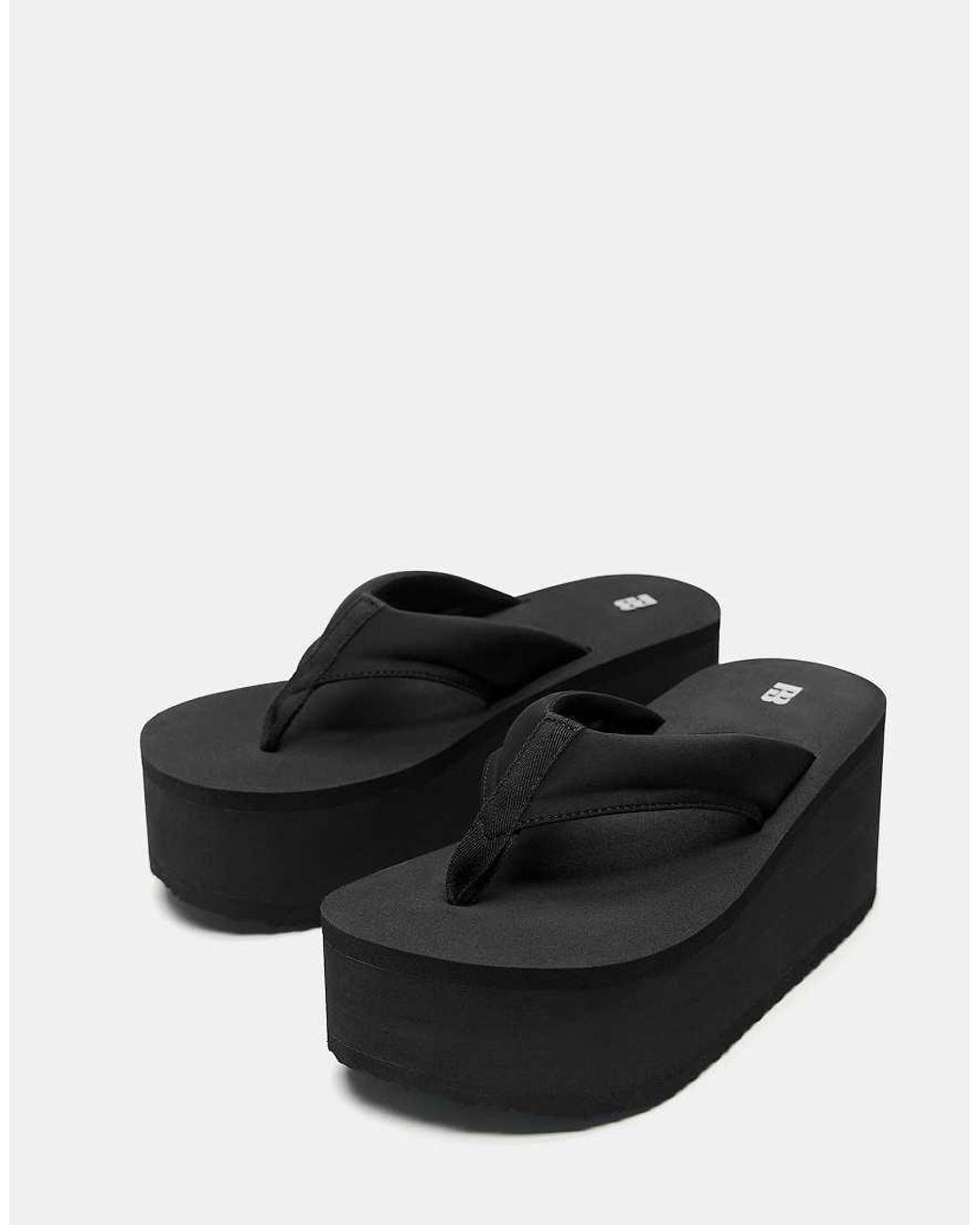 Pull&Bear Black Thong Flatform Wedge
