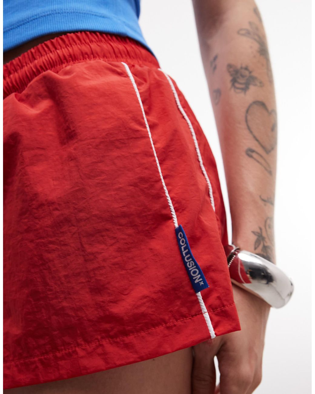 Collusion Blue Mini Track Nylon Short