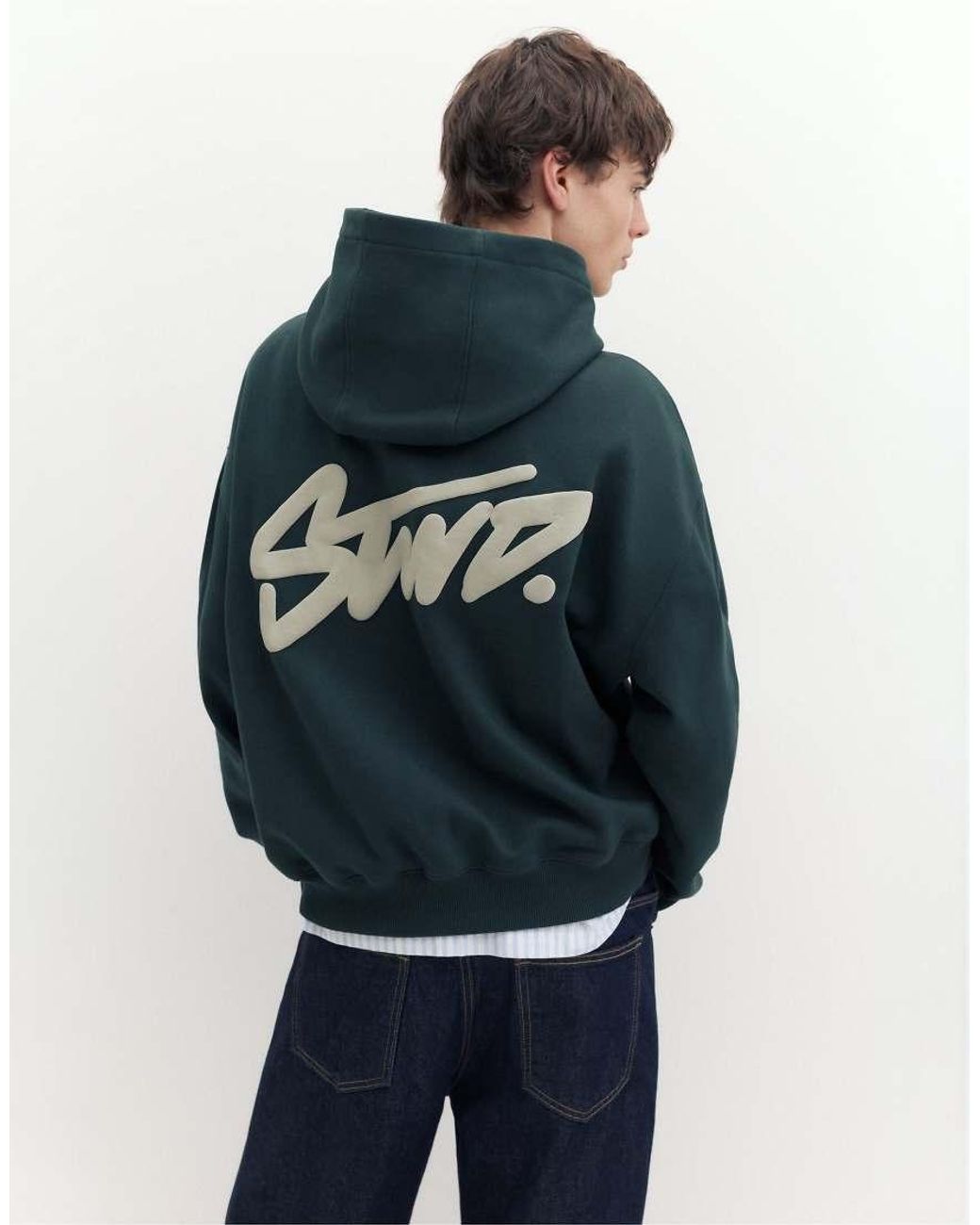 Pull&Bear Stwd Boxy-Fit Hoodie in het Blue voor heren