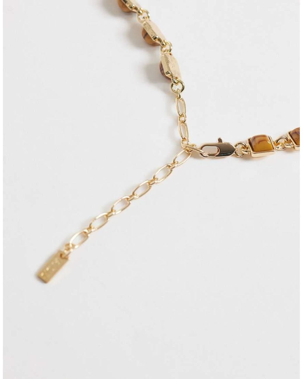 ASOS Metallic Faux Tigers Eye Stone Set Necklace for men