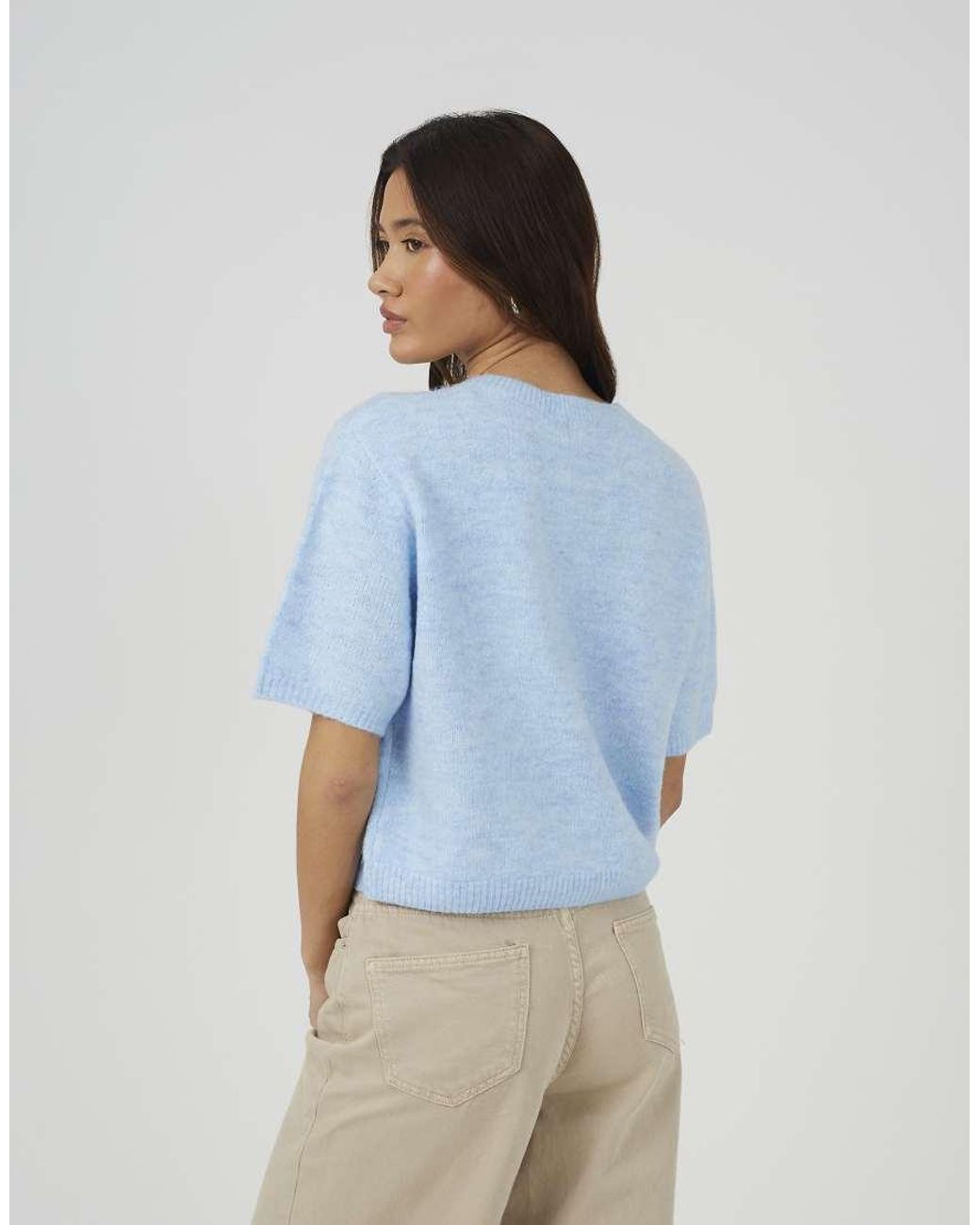 Brave Soul Blue Short Sleeve Jersey Knit Cardigan