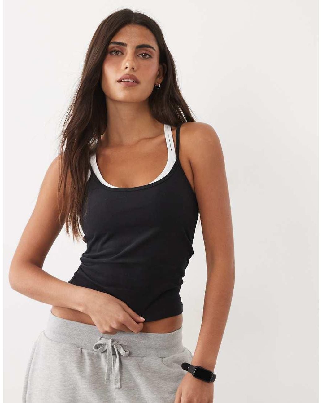 4505 Gray Cotton Everyday Strappy Cami With Adjustable Straps