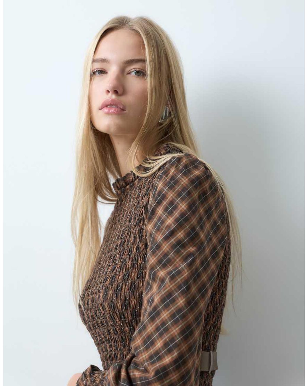 House Of Sunny Brown Ruched Top