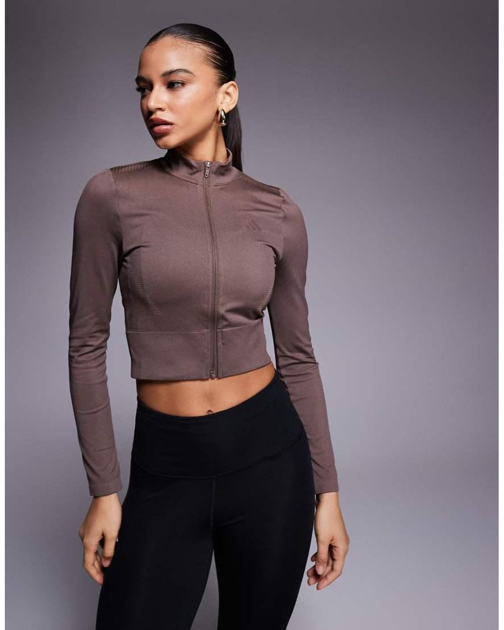 Adidas Originals Purple Adidas Training Knit Zip Cropped Jacket