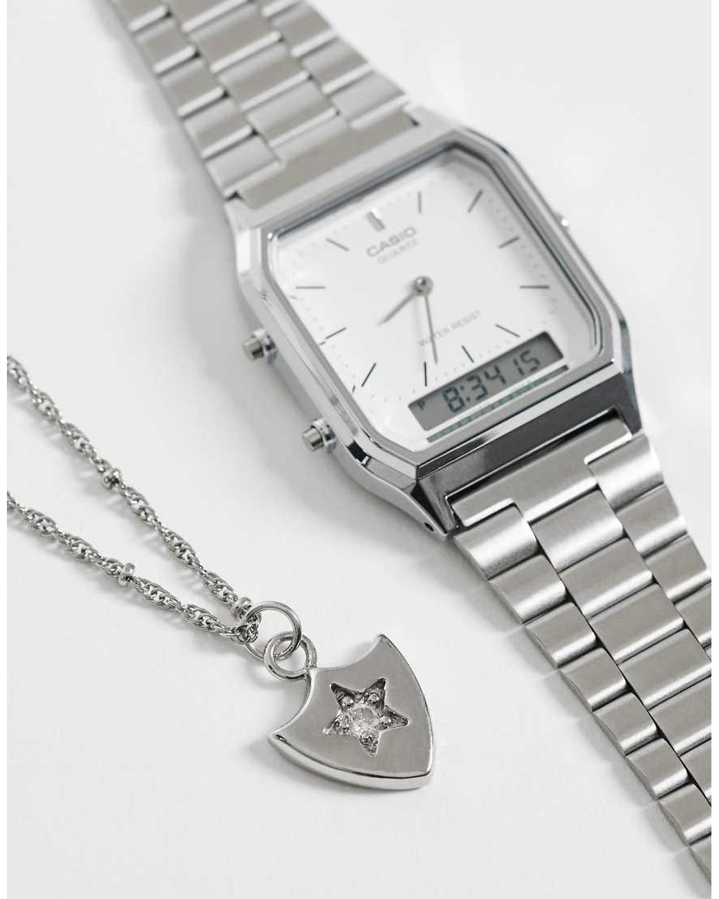 ASOS White Engraved Star Shield Pendant Necklace for men