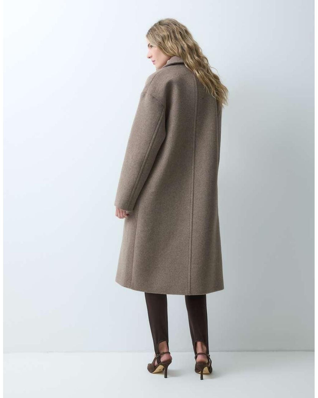 Forever New Gray Wool Feel Revere Collar Boxy Coat