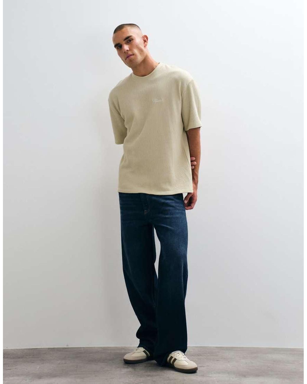 PEGADOR Natural Signar Logo Oversized Ribbed T-shirt for men