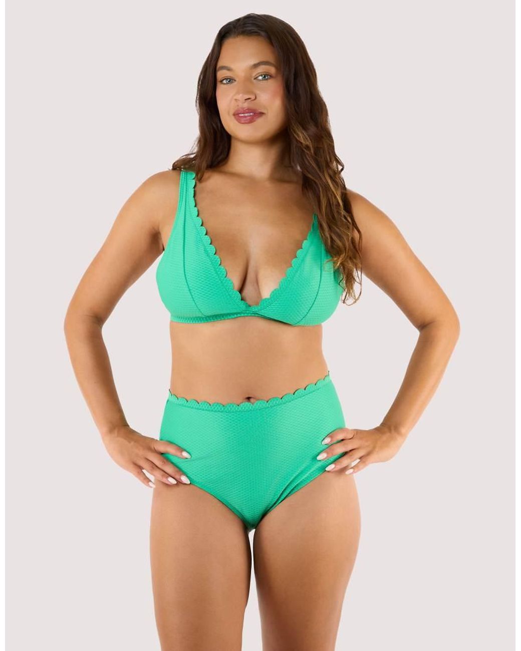 Peek & Beau Green Jade Scallop High Waist Bikini Brief