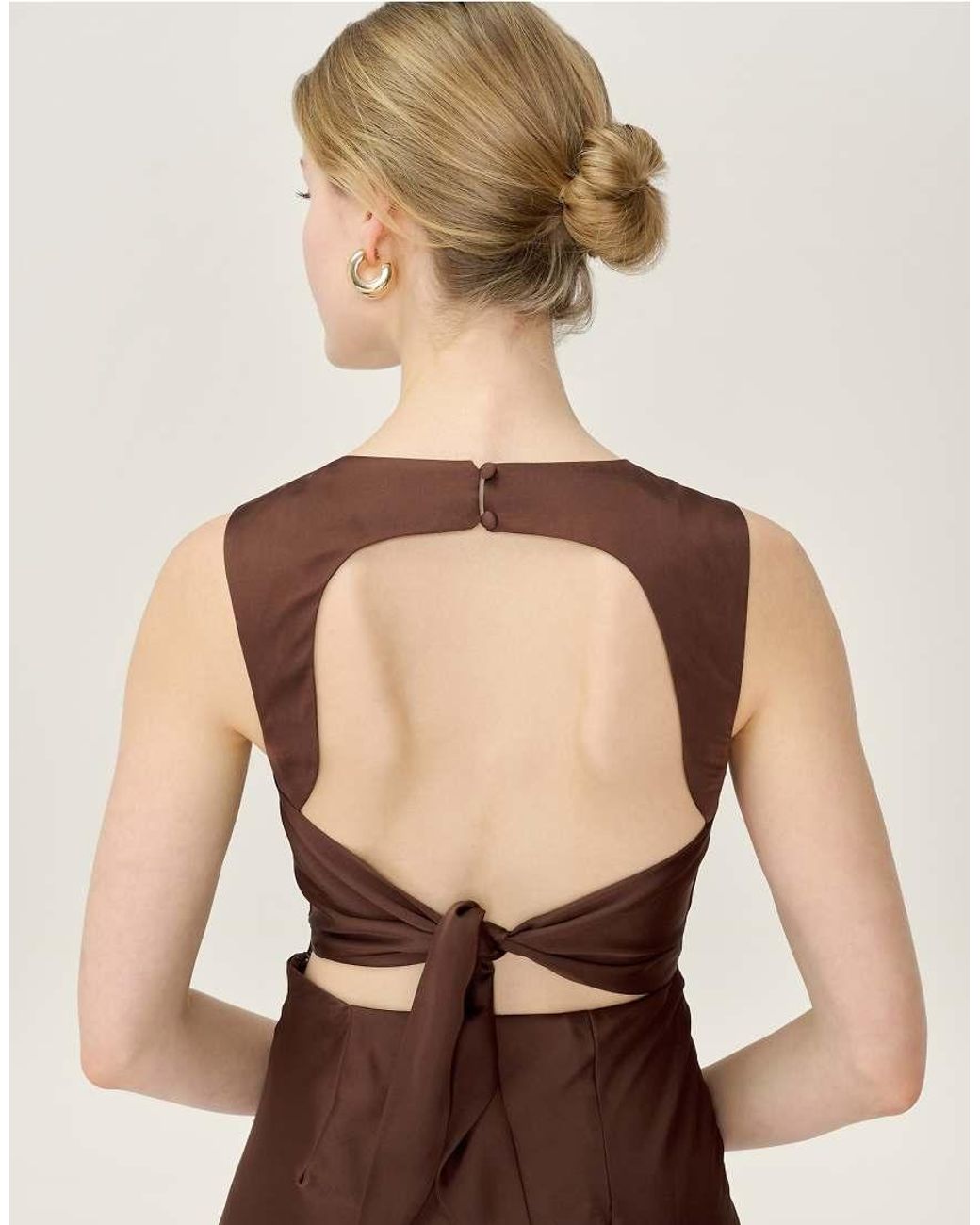 OMNES Natural Dresses Nova Satin Midi Dress With Open Back