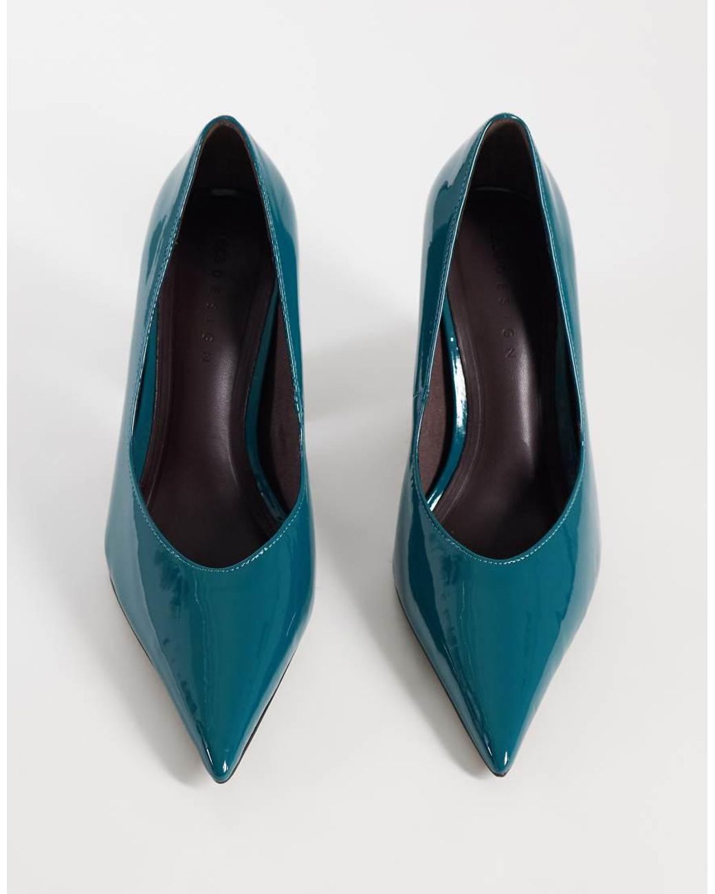 ASOS Blue Panda High Block Heel Court Shoes