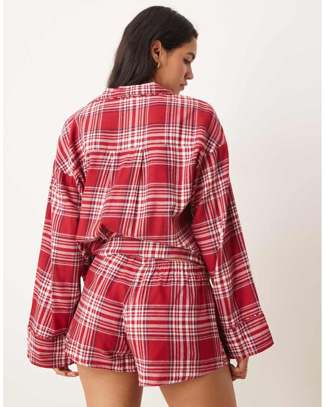 Gina Tricot Red Mix And Match Flannel Pyjamas Shorts