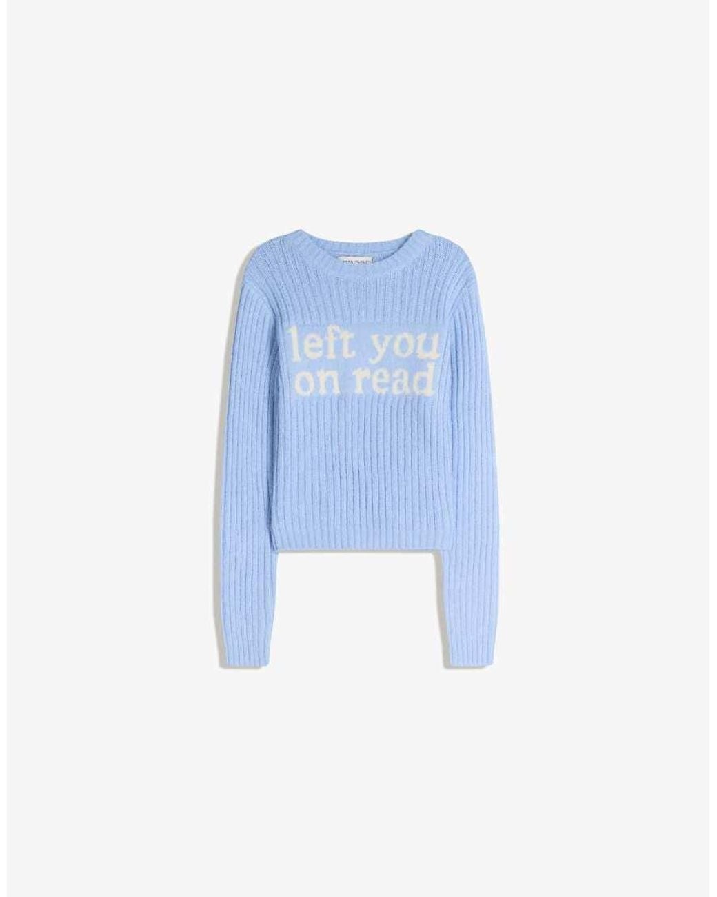 Bershka Blue Printed Knit Jumper