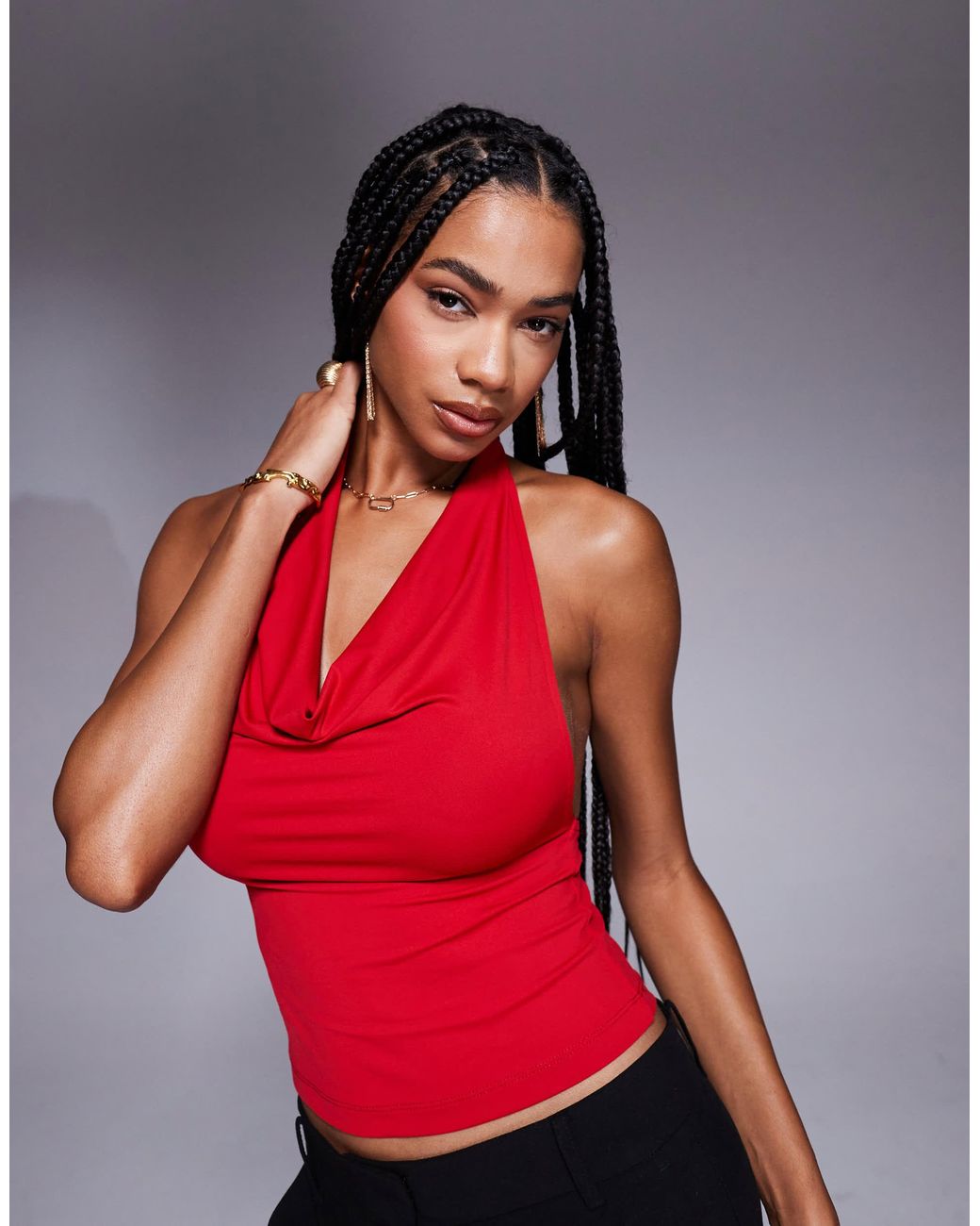 ASOS Red Cowl Halter Top