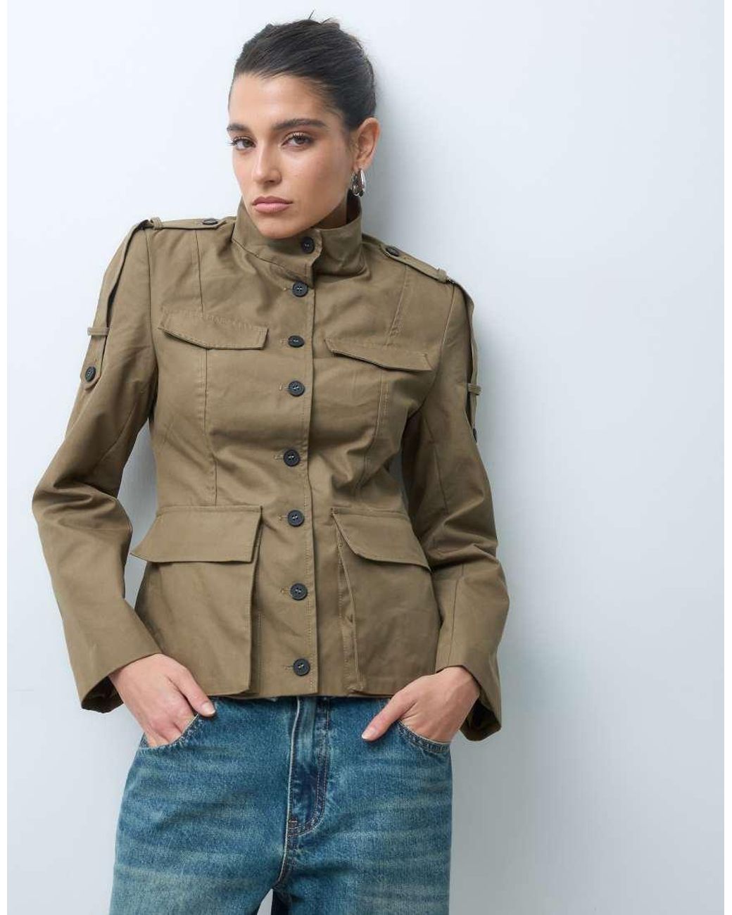 Gina Tricot Blue Shoulder Detail Cargo Jacket