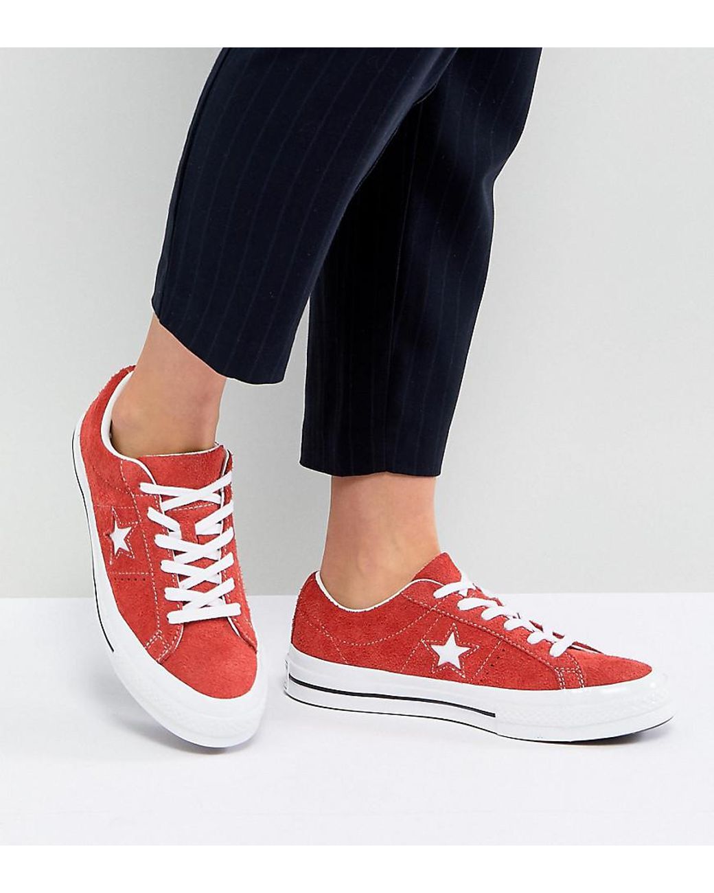 Converse One Star Ox Sneakers In Red Suede | Lyst